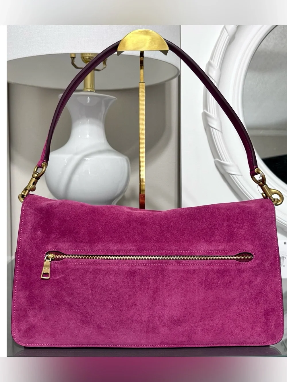 COACH Tabby Suede Shoulder Bag 36, DARK FUCHSIA‎